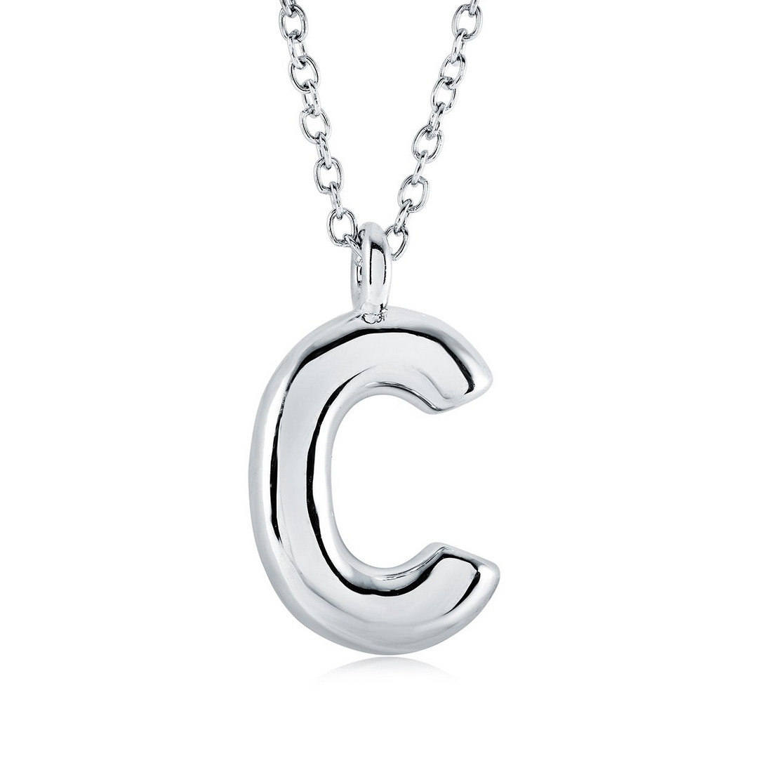 Stainless Steel Bubble Letter "C" Necklace