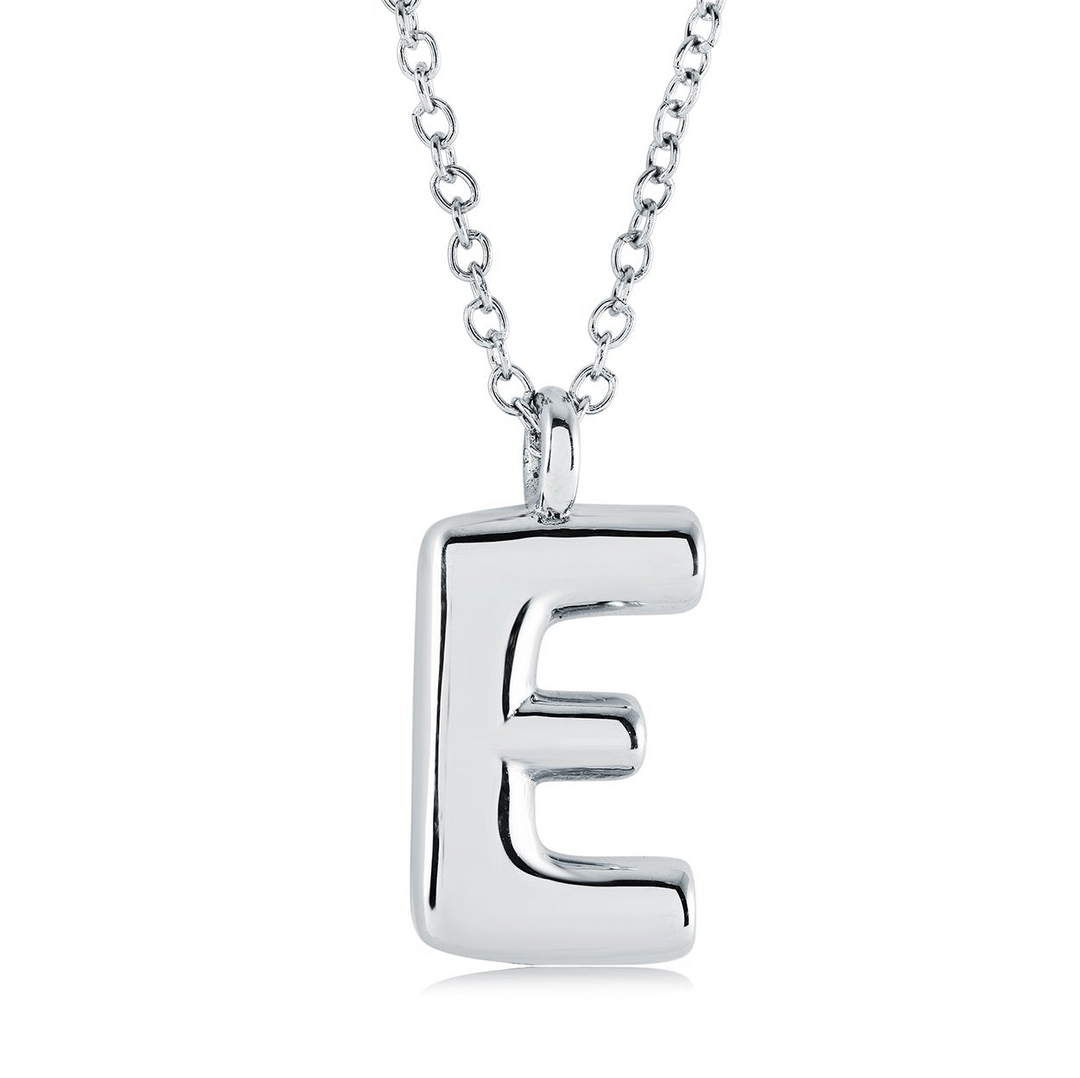 Stainless Steel Bubble Letter "E" Necklace