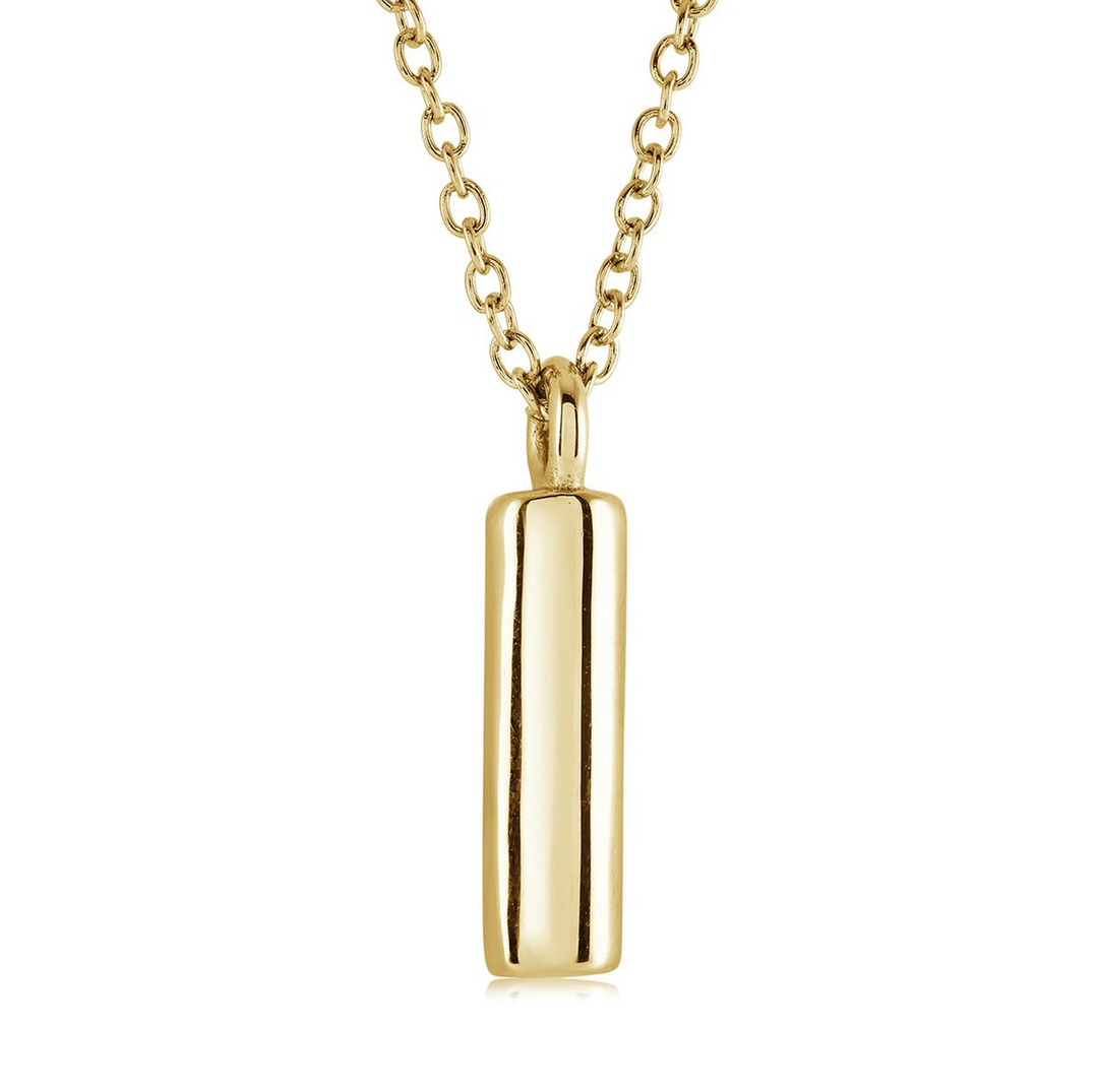 Yellow Gold IP Bubble Letter Initial "I" Necklace