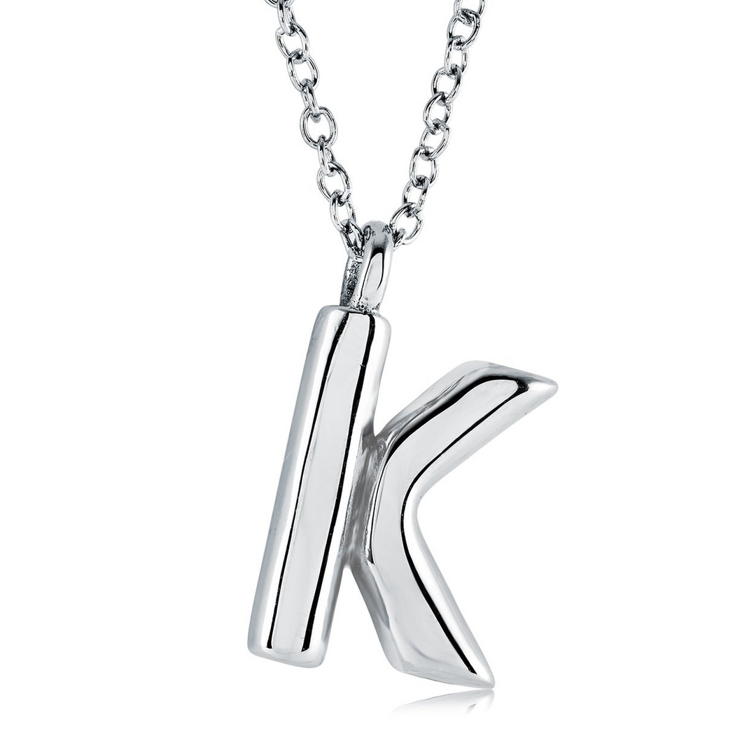Stainless Steel Bubble Letter "K" Necklace