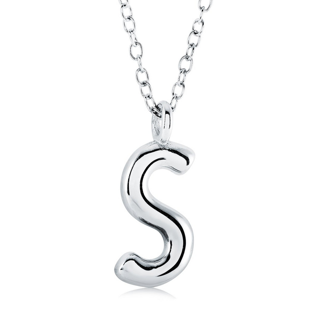 Stainless Steel Bubble Letter "S" Necklace