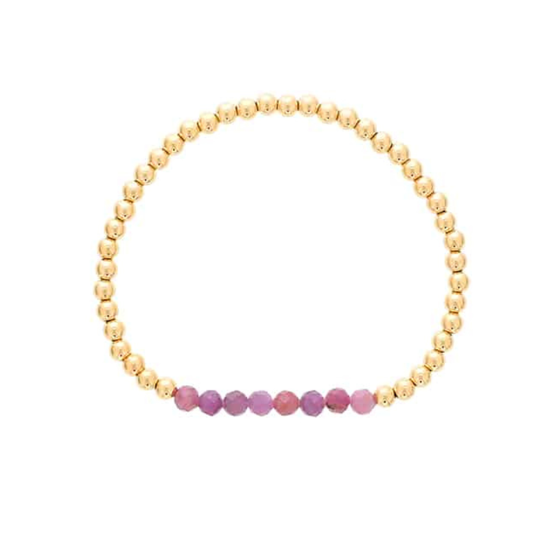 Gold Filled Ruby Bead Stretch Bracelet by Dee Berkley