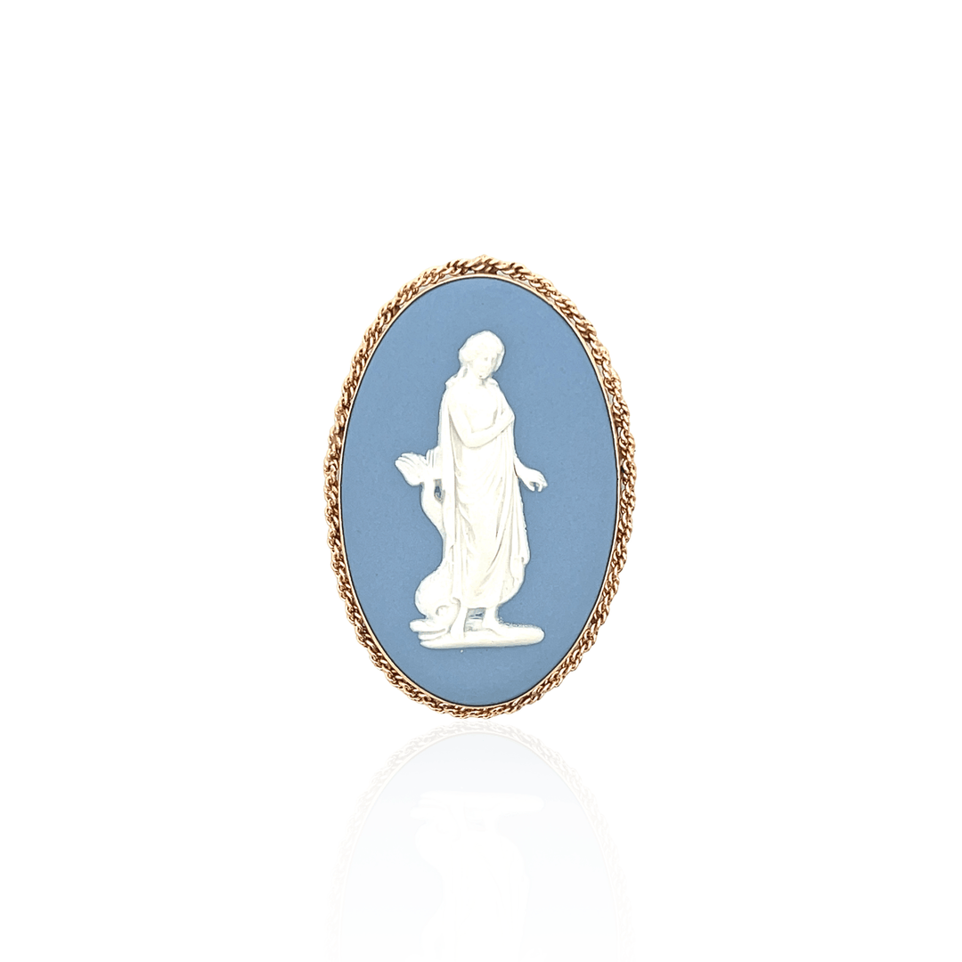 Estate 14K Yellow Gold Wedgewood Cameo Brooch