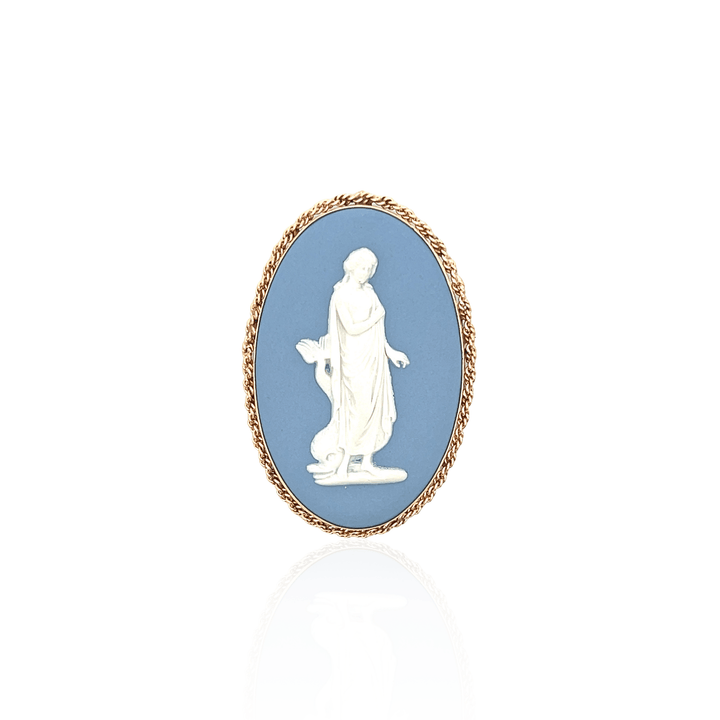 Estate 14K Yellow Gold Wedgewood Cameo Brooch