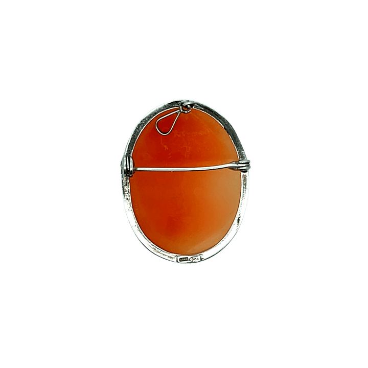 Estate Sterling Silver Shell Cameo Vintage Brooch/Pendant