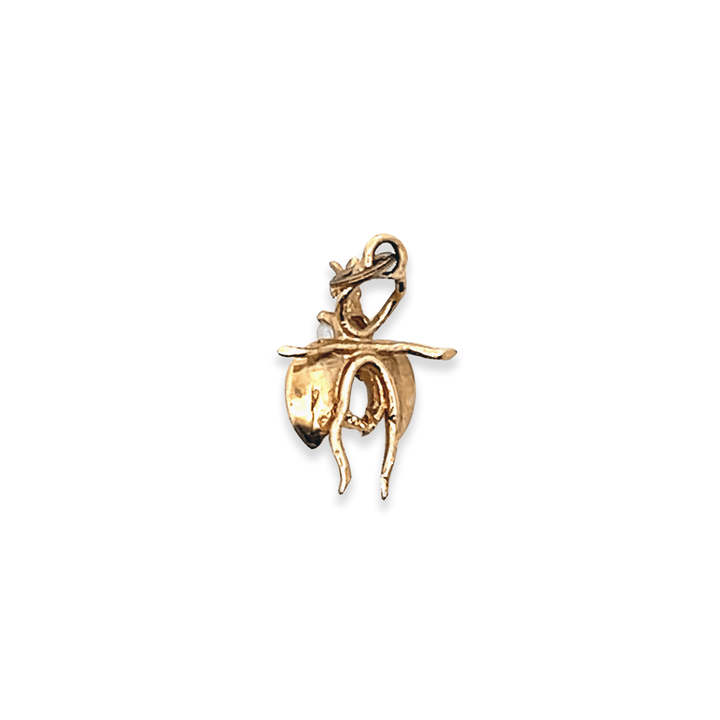 Estate 14K Yellow Gold Opal & Pearl Bug Pendant