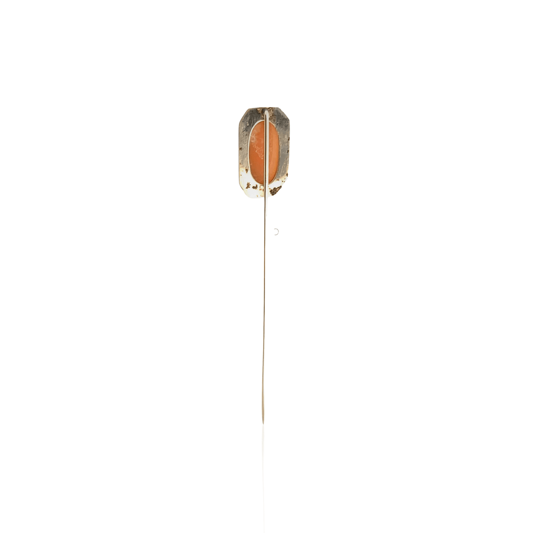Estate Victorian 14K Yellow Gold Oval Shell Cameo Stick Pin