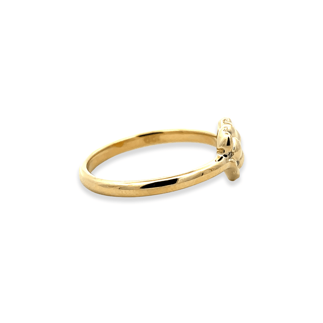 10K Yellow Gold 0.03CTW Quilted Diamond Heart Ring