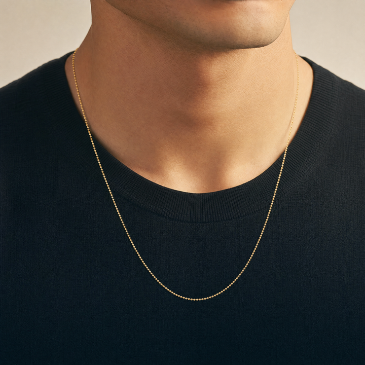 Estate 18K Yellow Gold Adjustable Beaded Chain Necklace