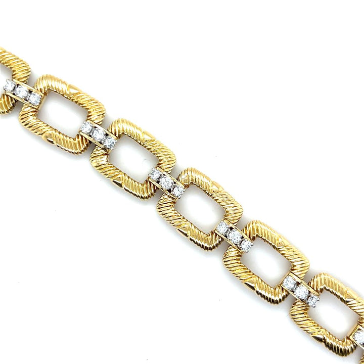 Estate Platinum & 18K Yellow Gold 1ctw Diamond Link Bracelet