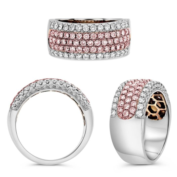 18KT Multi Row Fancy Color Diamond Band