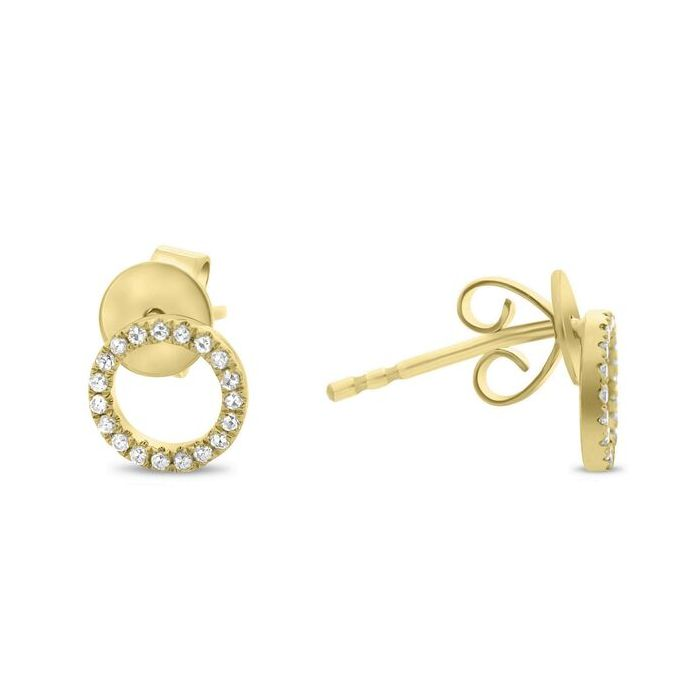 14K Yellow Gold 0.10CTW Diamond Open Circle Stud Earrings