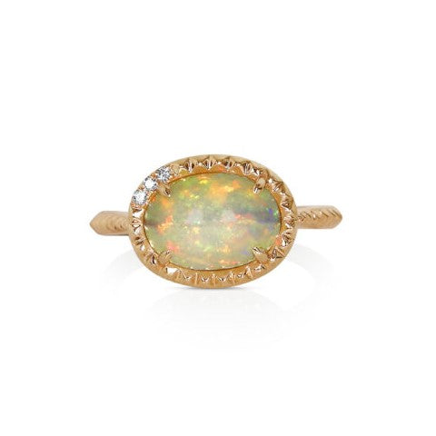 14K Rose Gold 2.04CTW Oval Opal & Diamond Ring