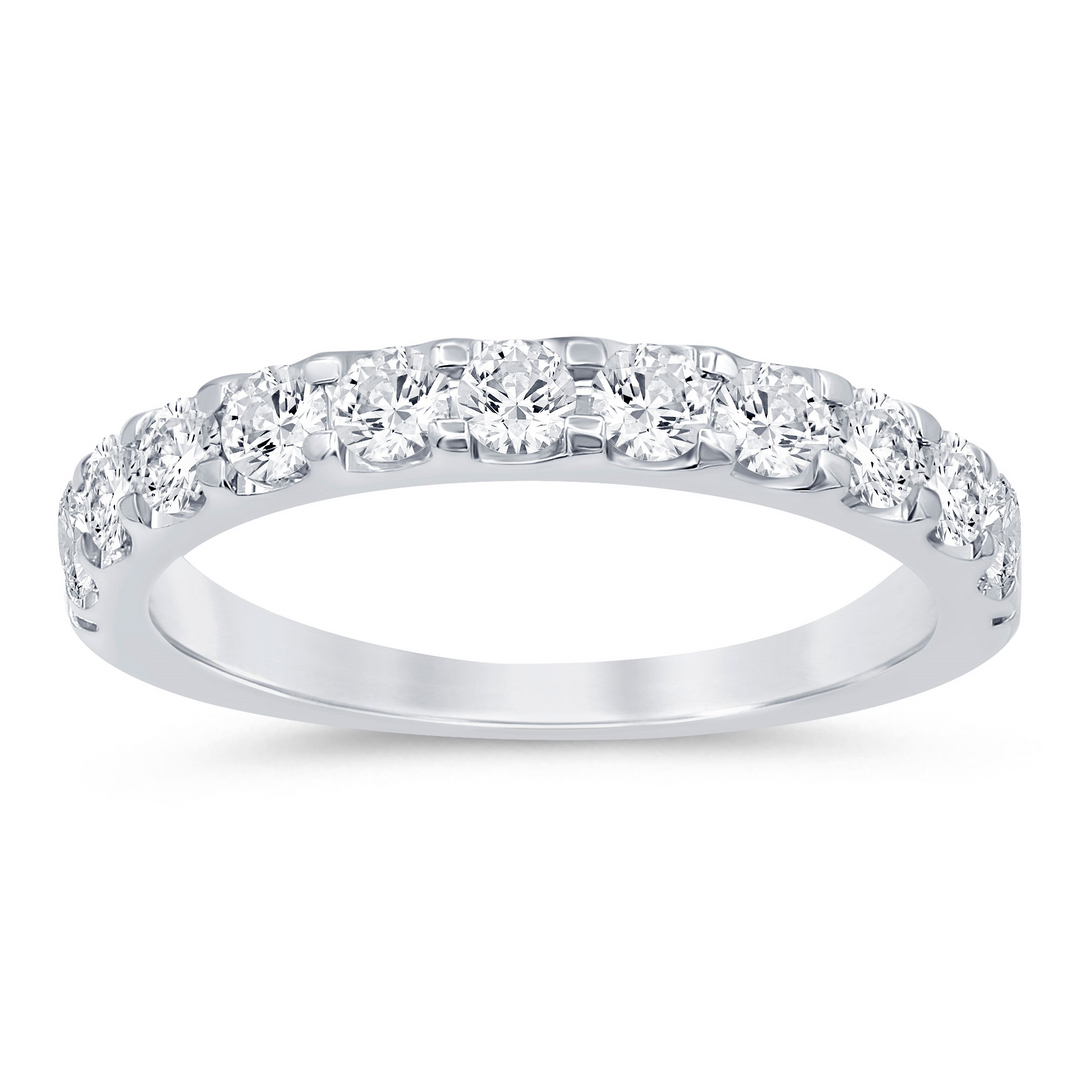 14K White Gold 1.00ctw Diamond Band Ring Size 7