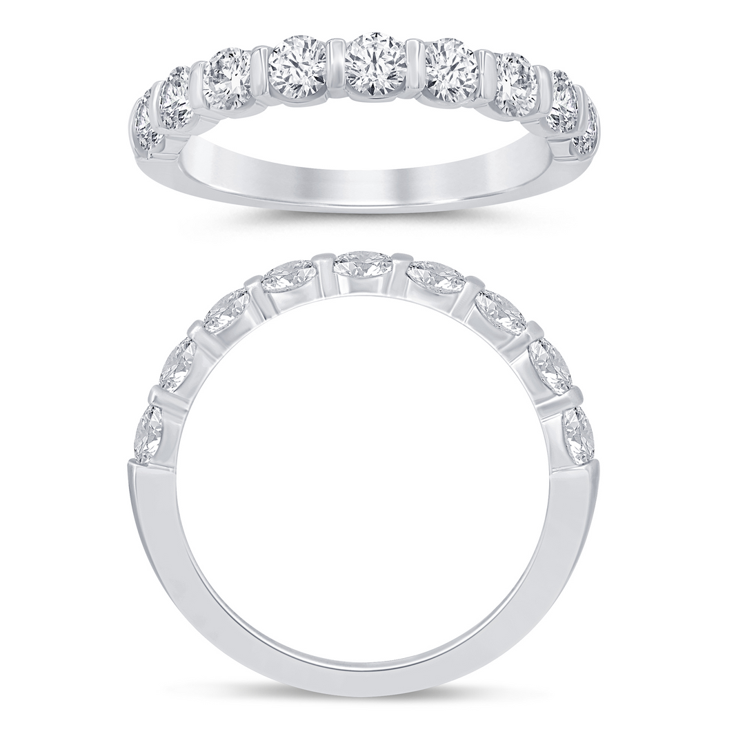 14K White Gold 1.00ctw Diamond Band Ring Size 7