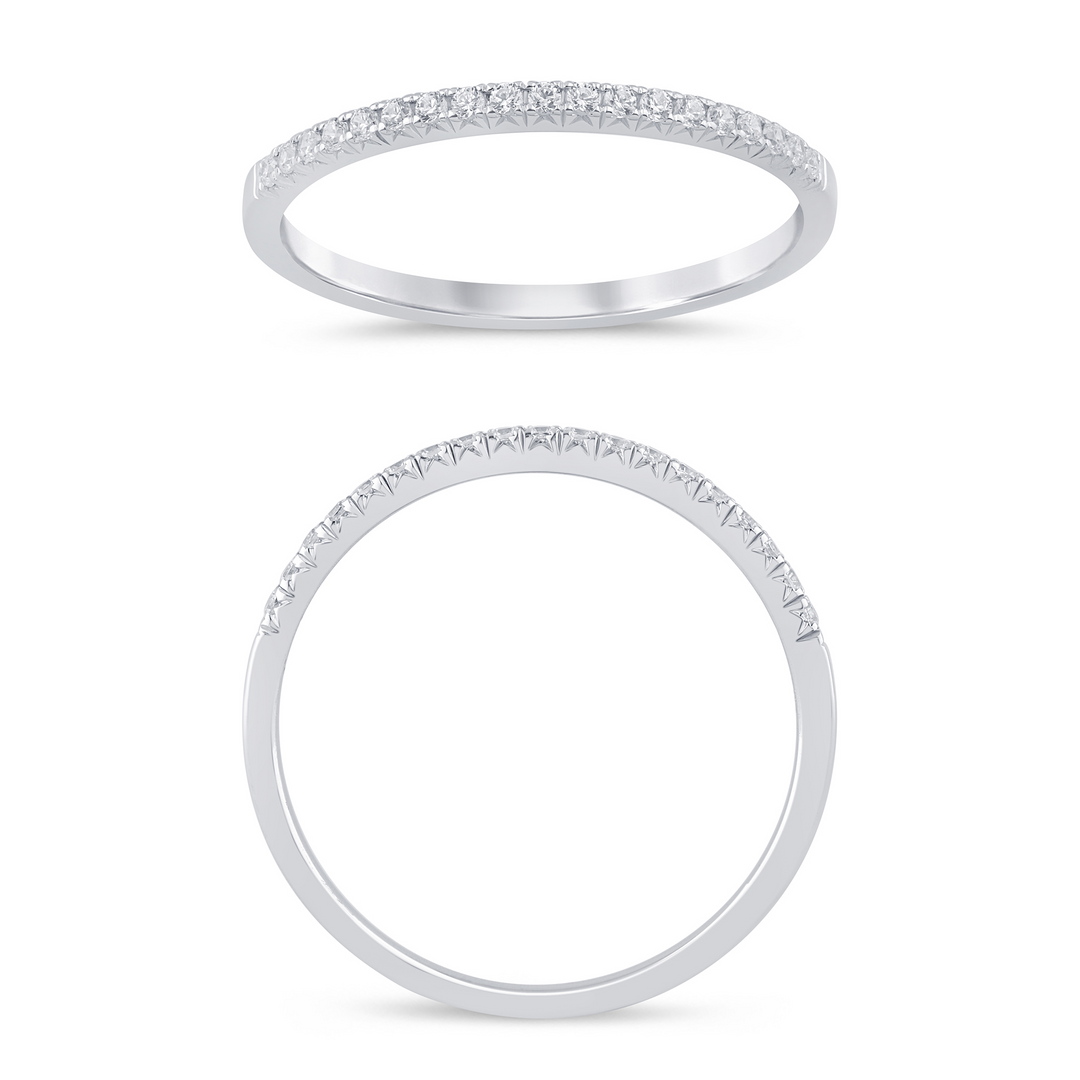 14K White Gold 0.10CTW French Pavé Diamond Wedding Band