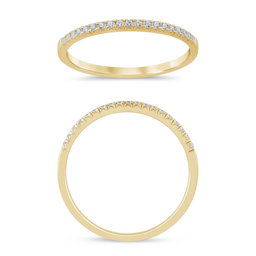 14K Yellow Gold 0.10ctw Diamond French Pavé Band Ring Size 7