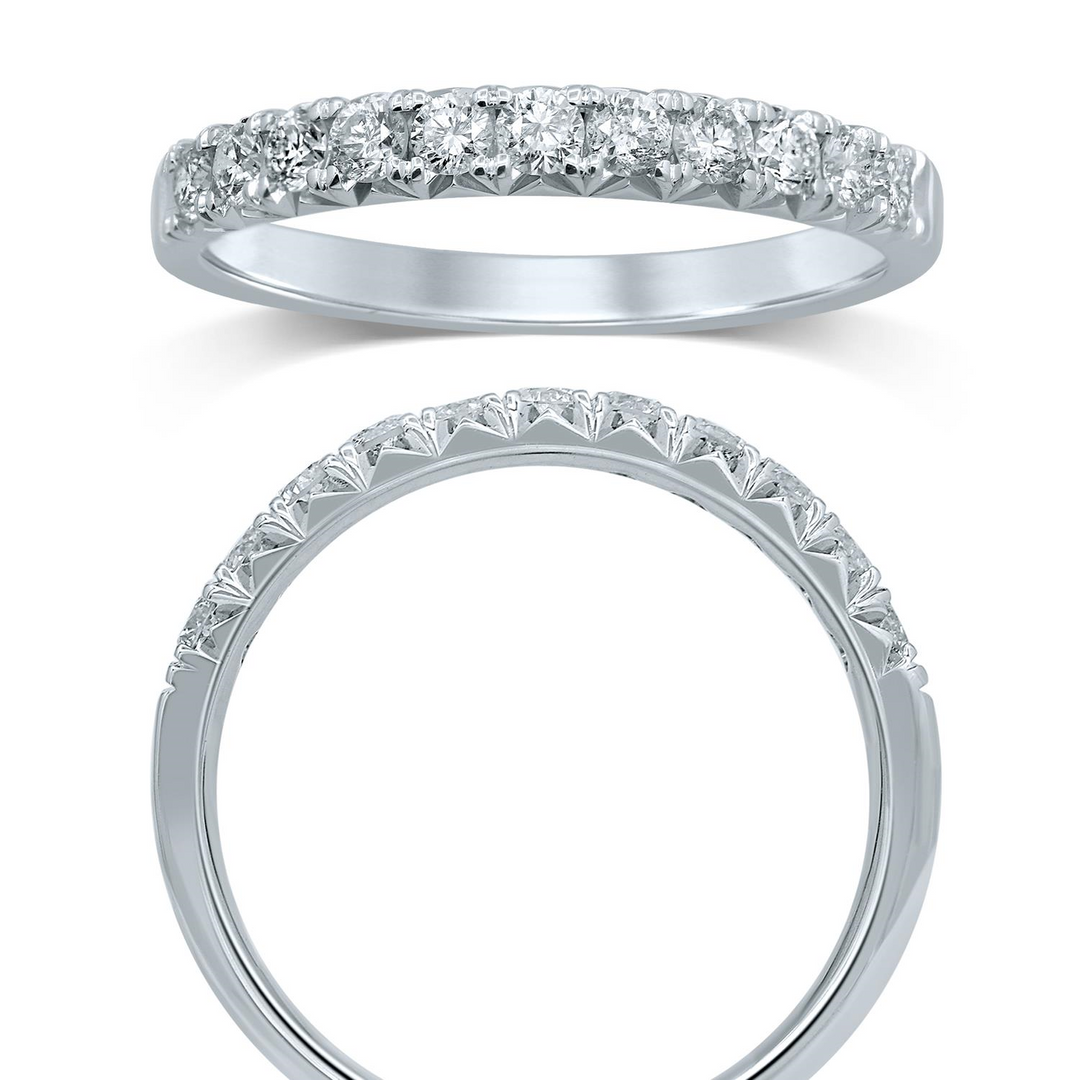 14K White Gold 0.50ctw Diamond French Pavé Band Ring Size 7