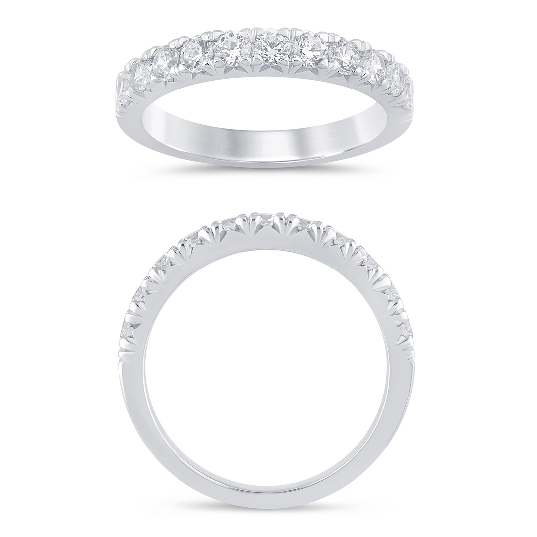14K White Gold 0.75ctw Diamond French Pavé Band Ring Size 7