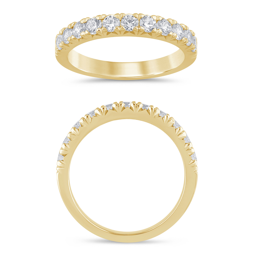 14K Yellow Gold 0.75ctw Diamond French Pavé Band Ring Size 7