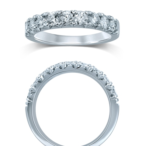 14K White Gold 1.00ctw Diamond French Pavé Band Ring Size 7