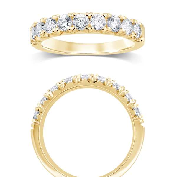 14K Yellow Gold 1.00ctw Diamond French Pavé Band Ring Size 7
