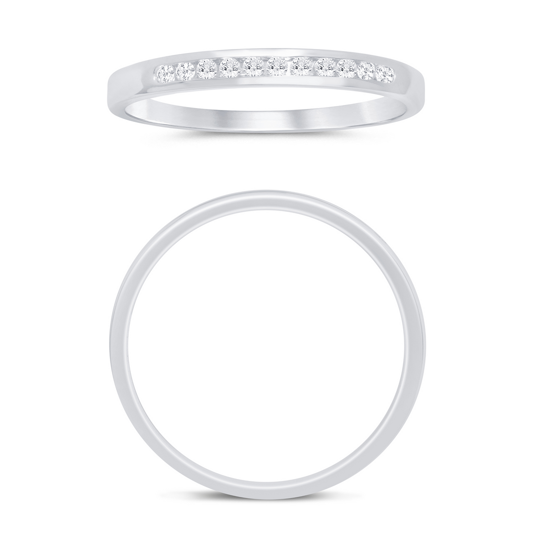 14K White Gold 0.10ctw Diamond Channel Set Band Ring Size 7
