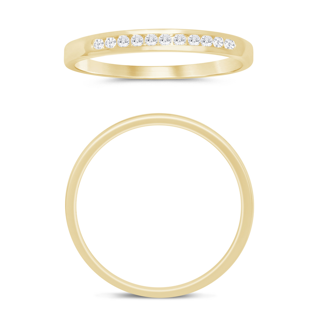 14K Yellow Gold 0.10ctw Diamond Channel Set Band Ring Size 7