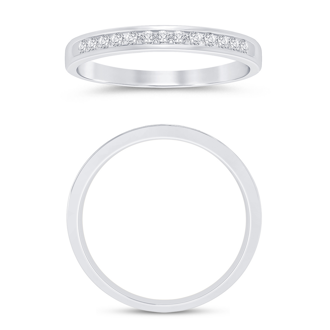 14K White Gold 0.16ctw Diamond Channel Set Band Ring Size 7