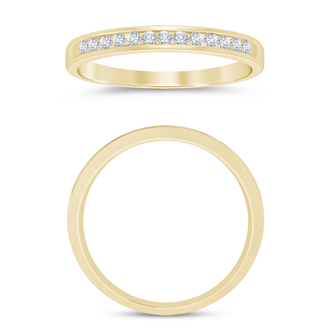 14K Yellow Gold 0.16ctw Diamond Channel Set Band Ring Size 7
