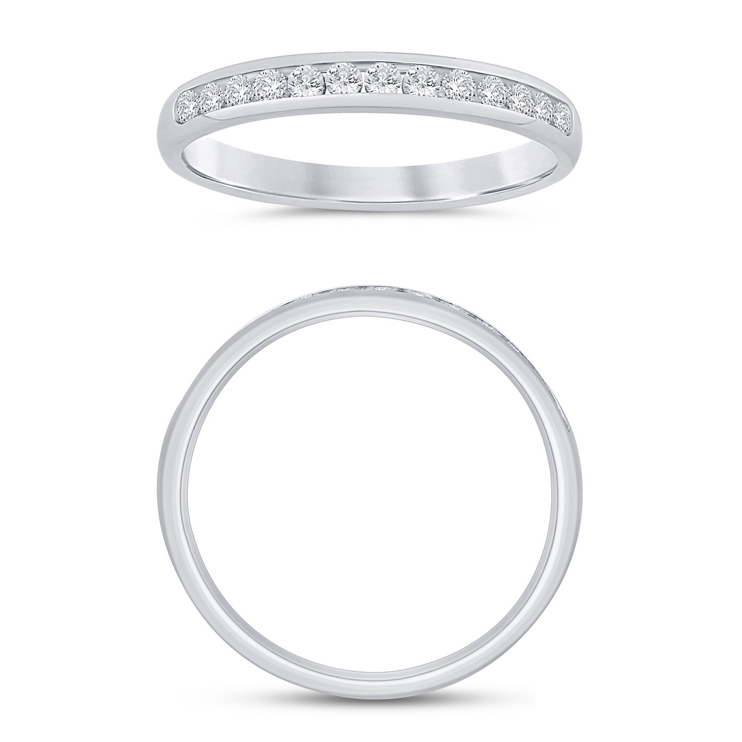 14K White Gold 0.25ctw Diamond Channel Set Band Ring Size 7