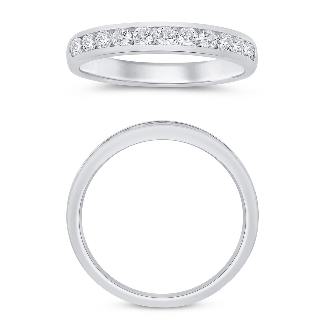 14K White Gold 0.50ctw Diamond Channel Set Band Ring Size 7