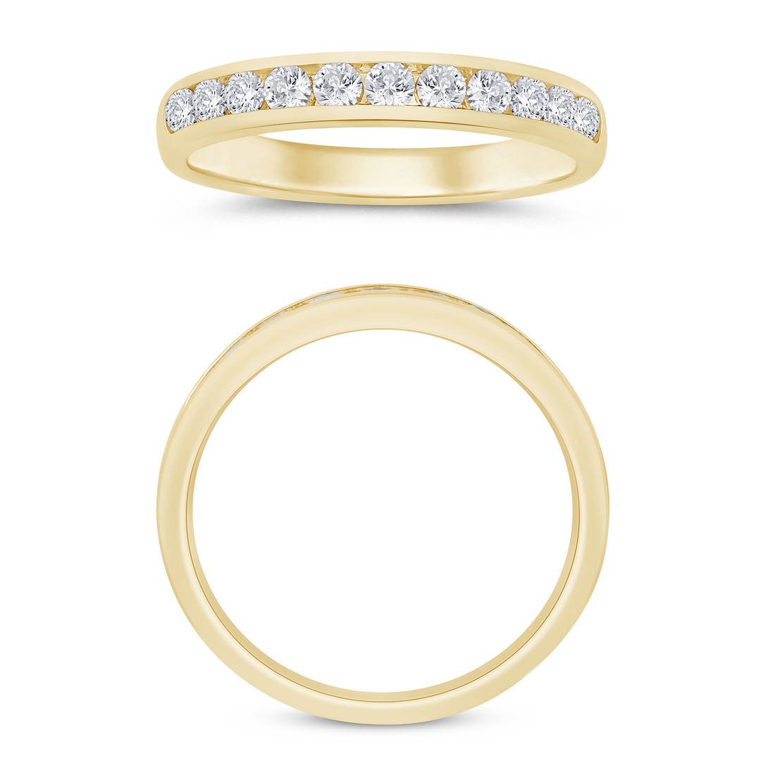 14K Yellow Gold 0.50ctw Diamond Channel Set Band Ring Size 7