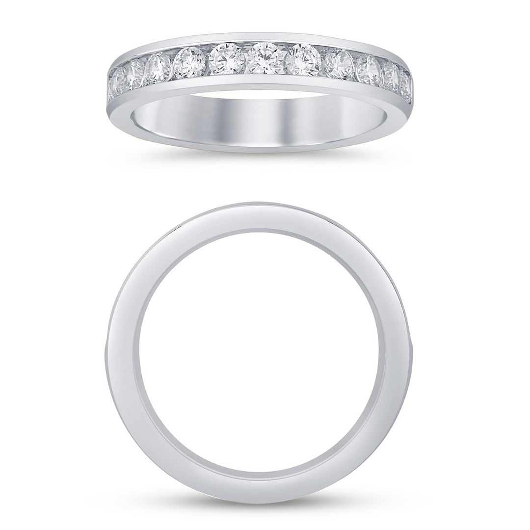 14K White Gold 0.75ctw Diamond Channel Set Band Ring Size 7