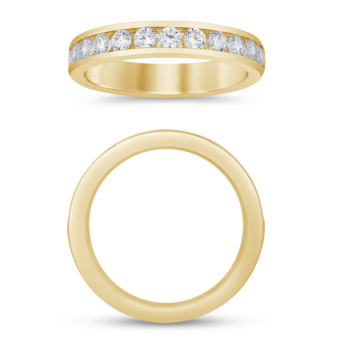 14K Yellow Gold 0.75ctw Diamond Channel Set Band Ring Size 7