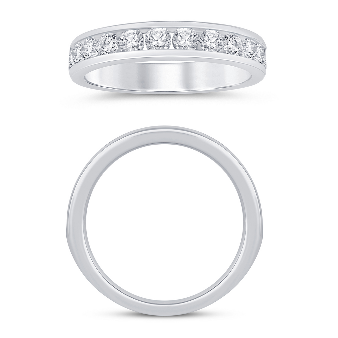 14K White Gold 1.00ctw Diamond Channel Set Band Ring Size 7