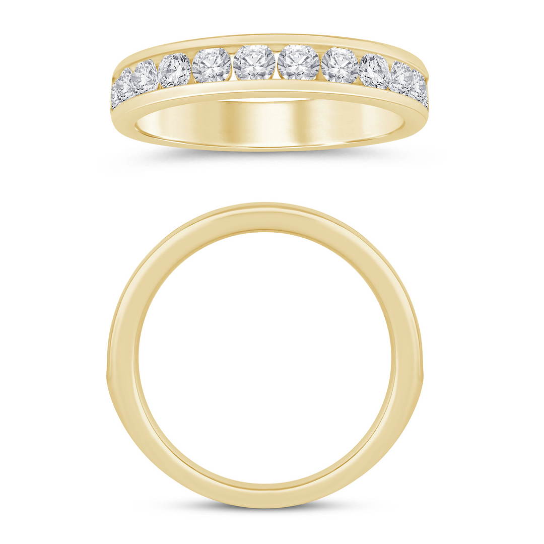 14K Yellow Gold 1.00ctw Diamond Channel Set Band Ring Size 7