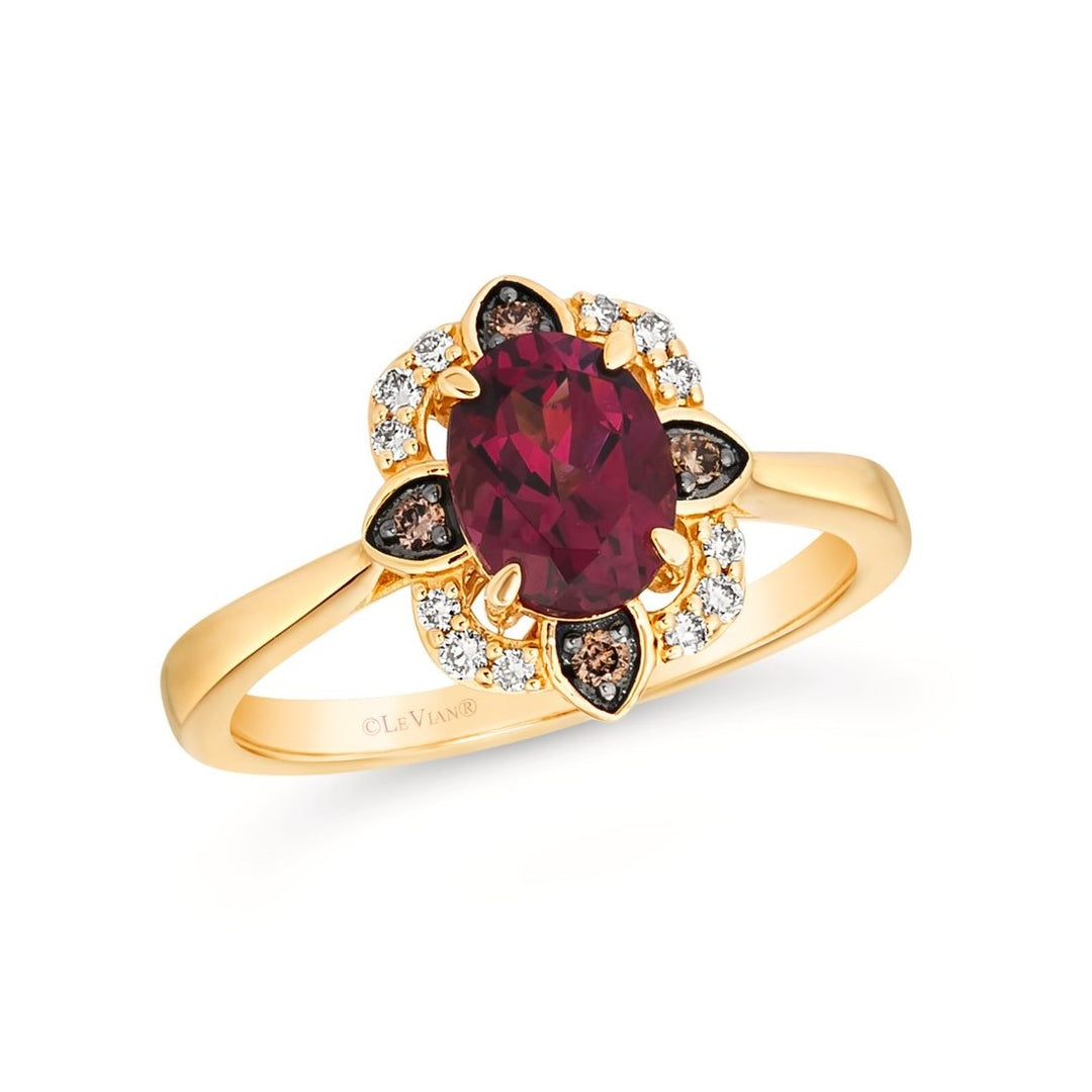 14K Yellow Gold 1.51CTW Rhodolite Garnet & Chocolate Diamond Ring by Le Vian