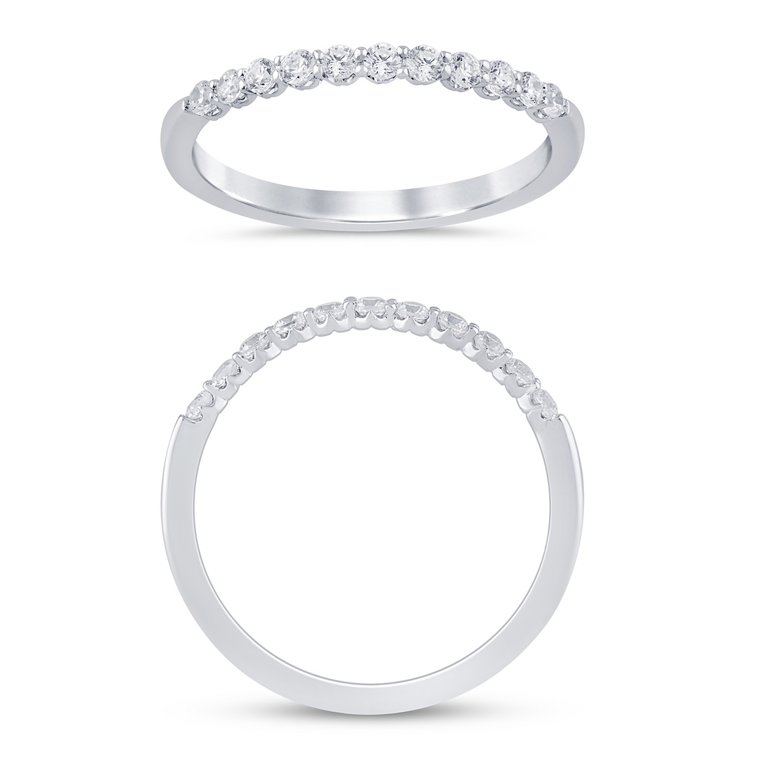 14K White Gold 0.25ctw Diamond Crown Set Band Ring Size 7