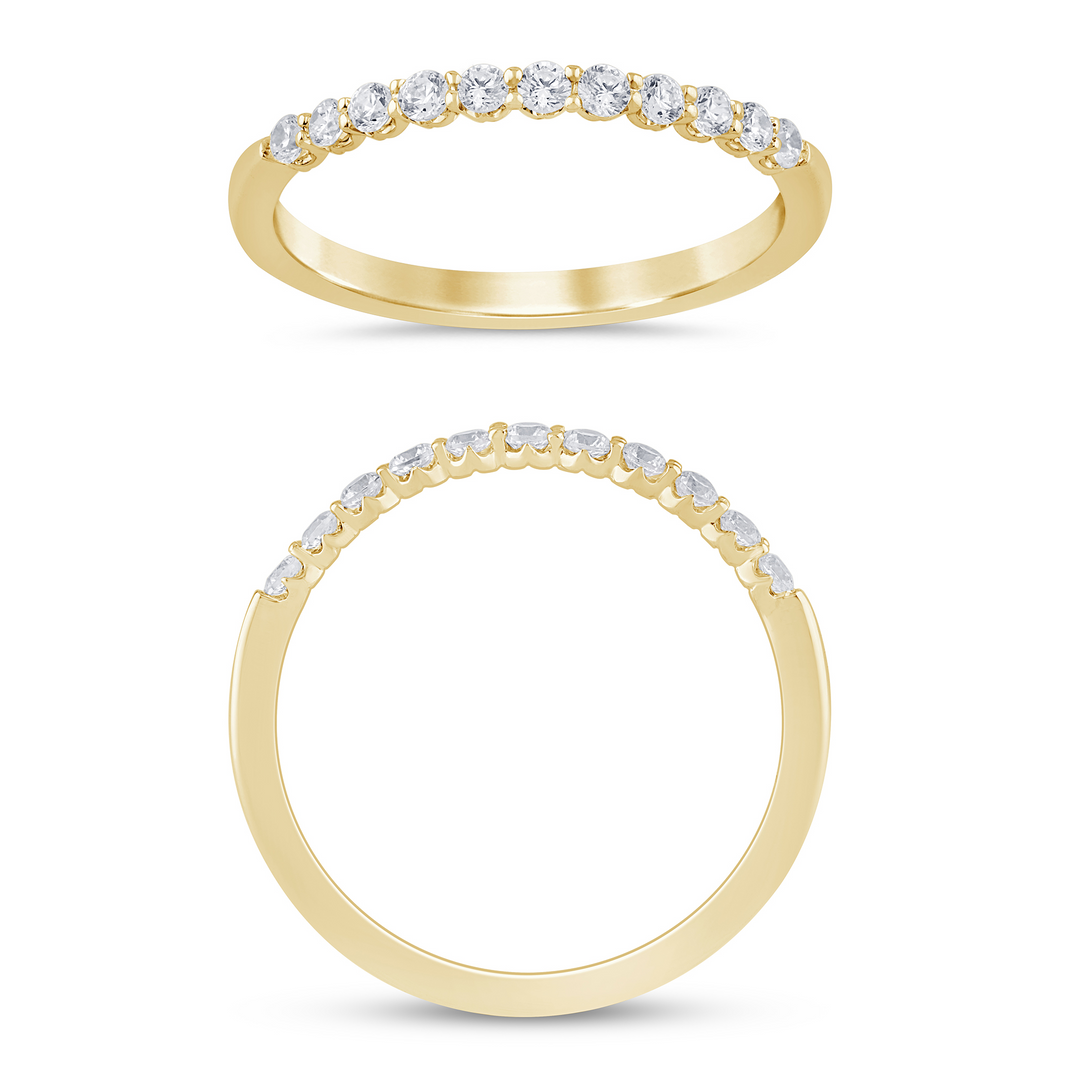 14K Yellow Gold 0.25ctw Diamond Crown Set Band Ring Size 7