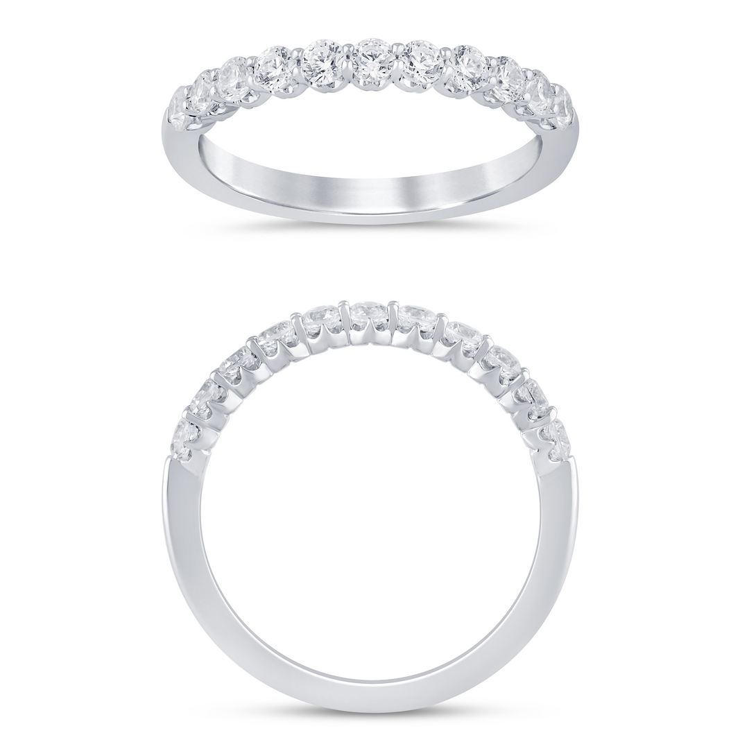 14K White Gold 0.50ctw Diamond Crown Set Band Ring Size 7