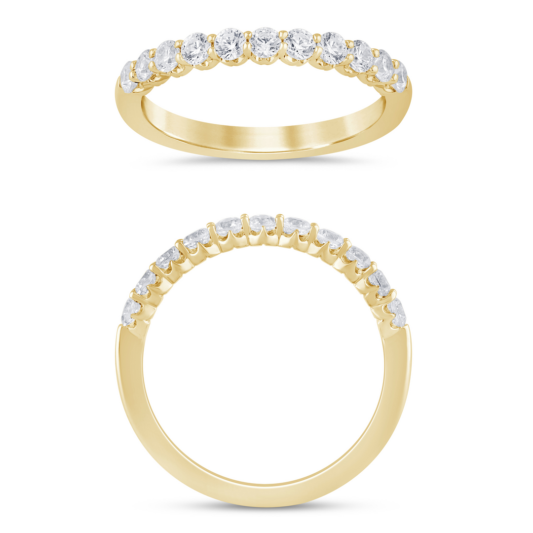14K Yellow Gold 0.50ctw Diamond Crown Set Band Ring Size 7