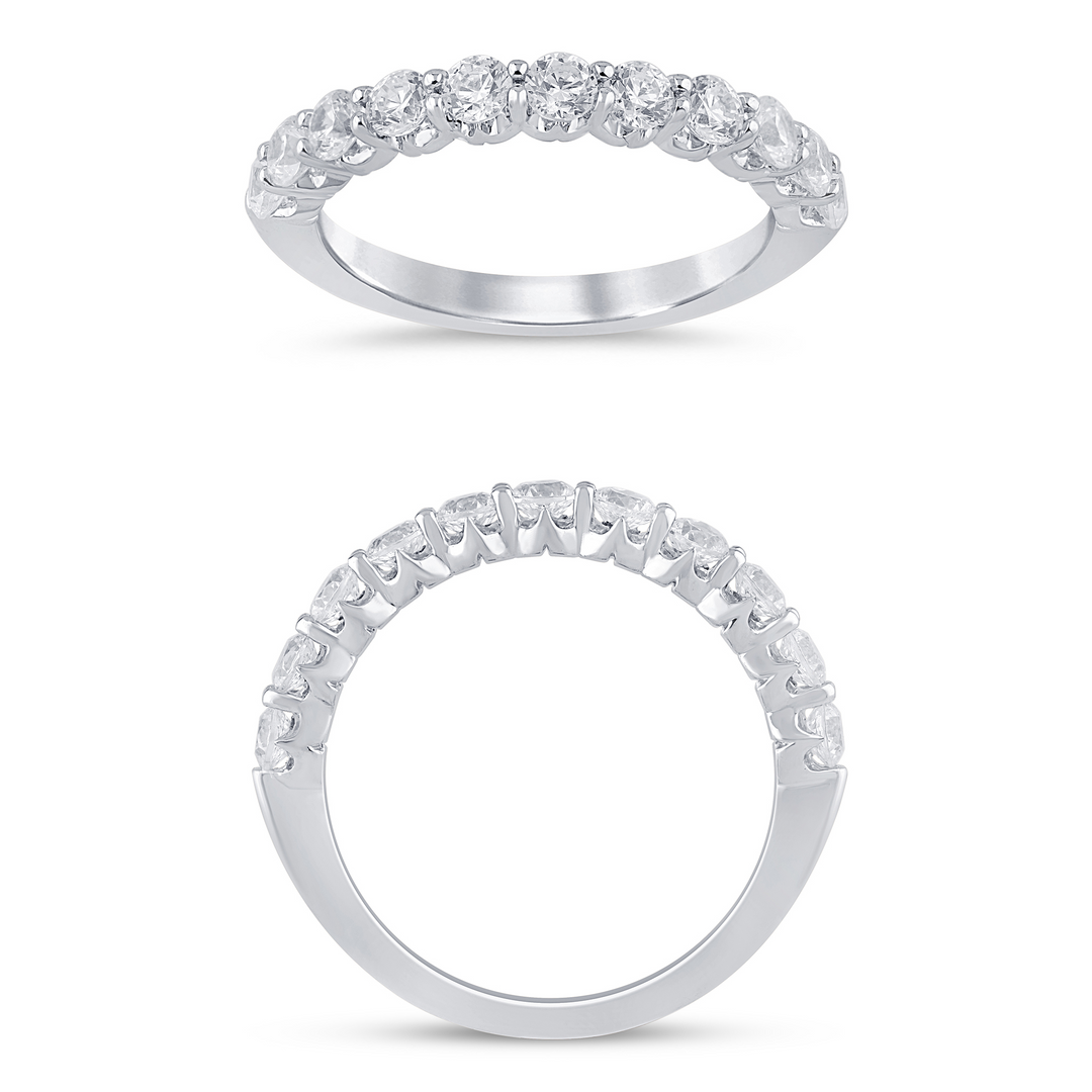 14K White Gold 0.75ctw Diamond Crown Set Band Ring Size 7