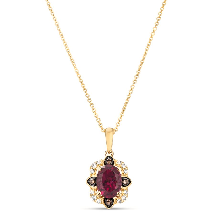 14K Yellow Gold 1.50CTW Rhodolite Garnet & Diamond Pendant Necklace by Le Vian