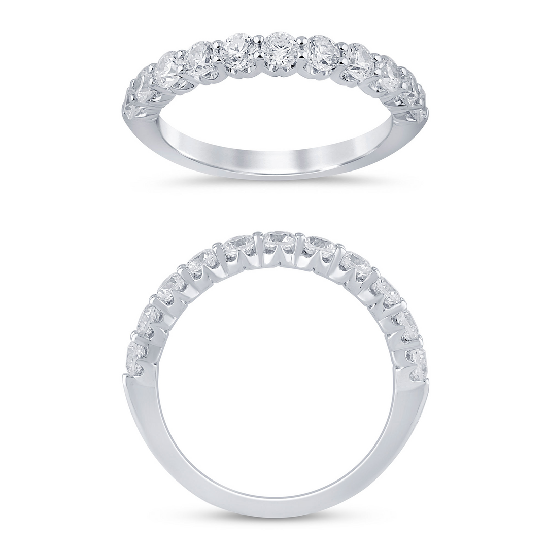 14K White Gold 1.00ctw Diamond Crown Set Band Ring Size 7