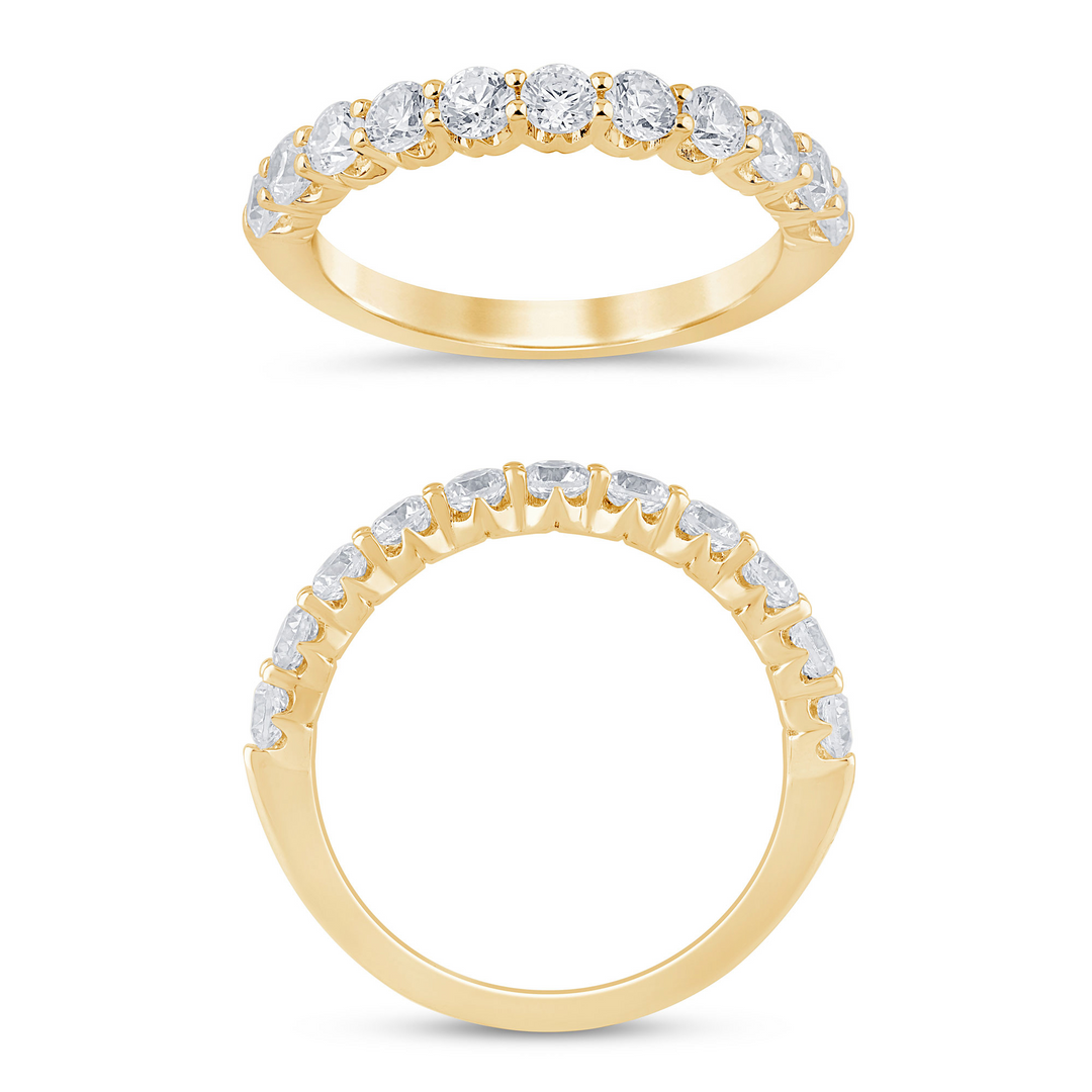 14K Yellow Gold 1.00ctw Diamond Crown Set Band Ring Size 7