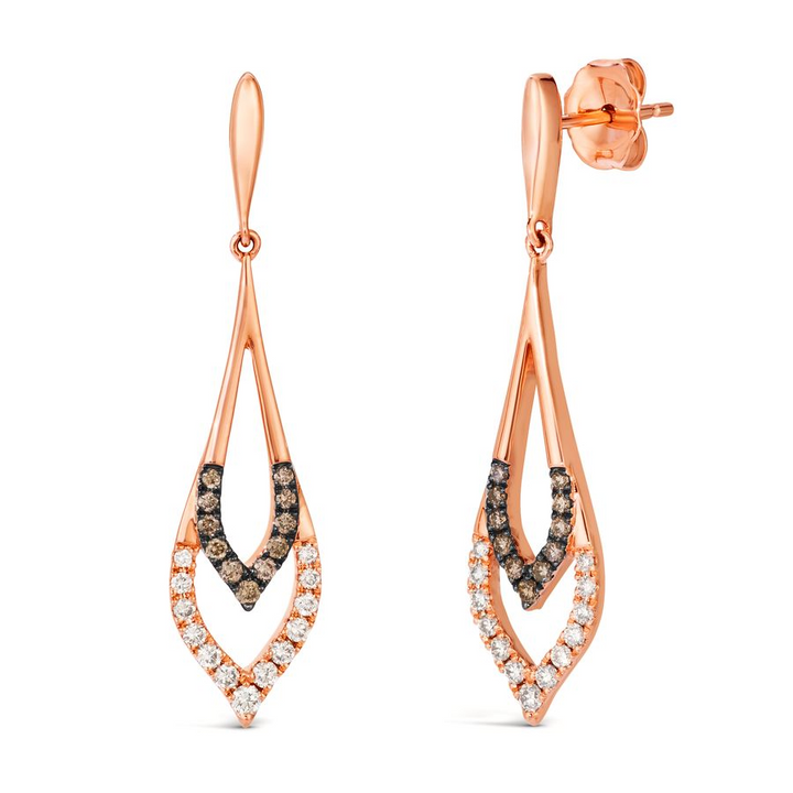 14K Rose Gold 0.39CTW Chocolate & Nude Diamond Drop Earrings by Le Vian