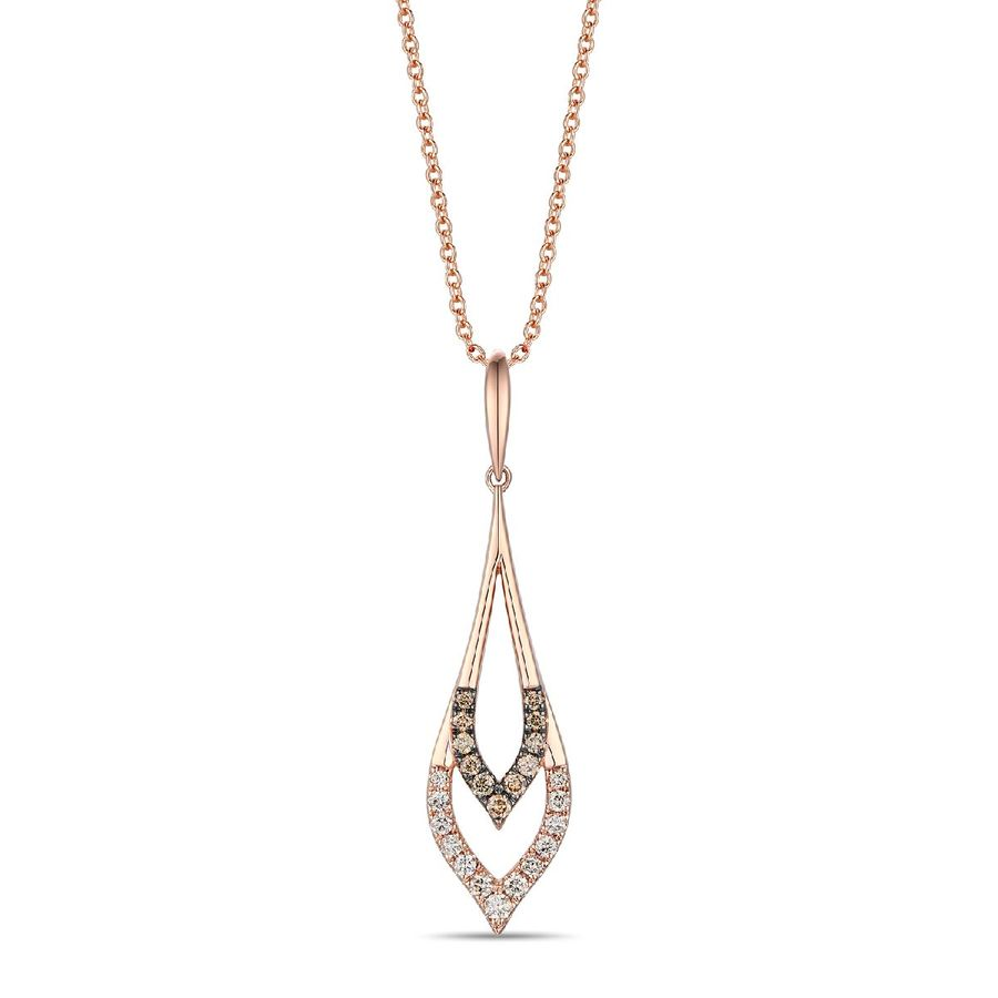 14K Rose Gold 0.28CTW Chocolate & Nude Diamond Drop Pendant Necklace by Le Vian
