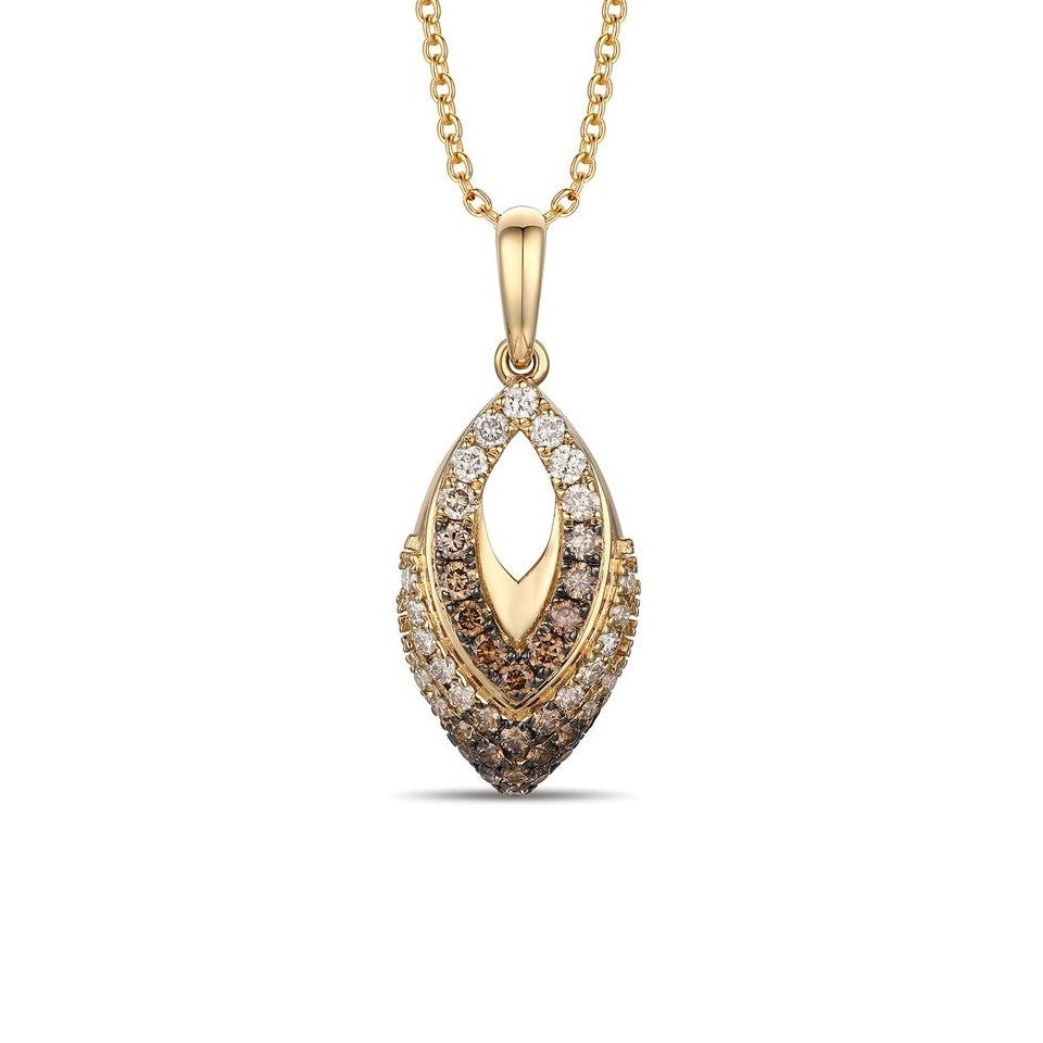 14K Yellow Gold 0.55CTW Ombre Brown Diamond Drop Pendant Necklace by Le Vian