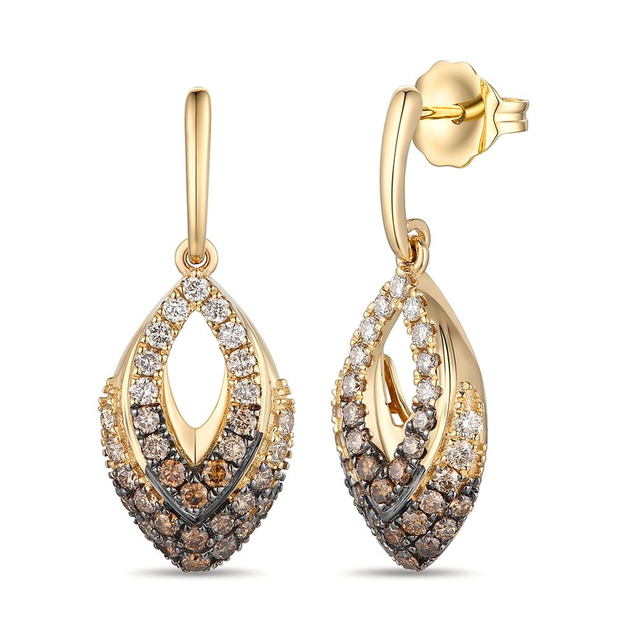 14K Yellow Gold 0.67CTW Ombre Brown Diamond Drop Earrings